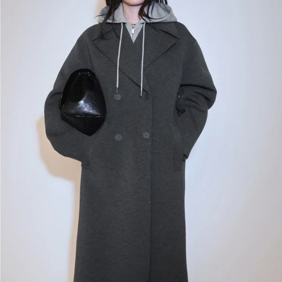 MANGO Combined Double Breasted Coat With Removable Hood - Picture 1 of 6